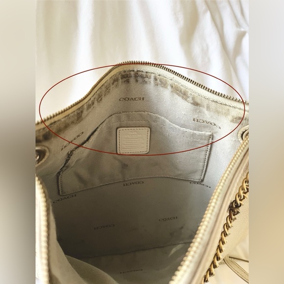 Vintage Coach Cream × Gold Slim Leather Shoulder Bag Fair condition - Picture 9 of 12